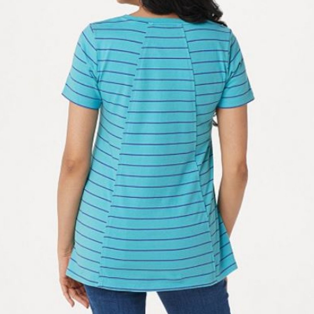 LOGO Washed Striped Knit Top with Swing Hem 346 - Picture 2 of 2